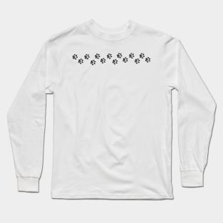 Dog Cat Animal black doodle paw prints step black Long Sleeve T-Shirt